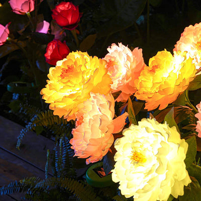 Modern Simulation Peony Flower Decoration Waterproof Solar Outdoor LED Garden Ground Light