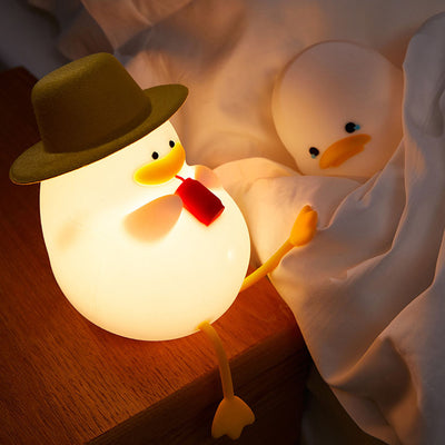 Lampe de table LED Creative Cartoon Silicone Canard Pat Veilleuse 