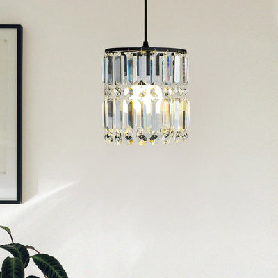 Nordic Light Luxury Crystal Cylinder Dome 1/2/3 Light Chandelier