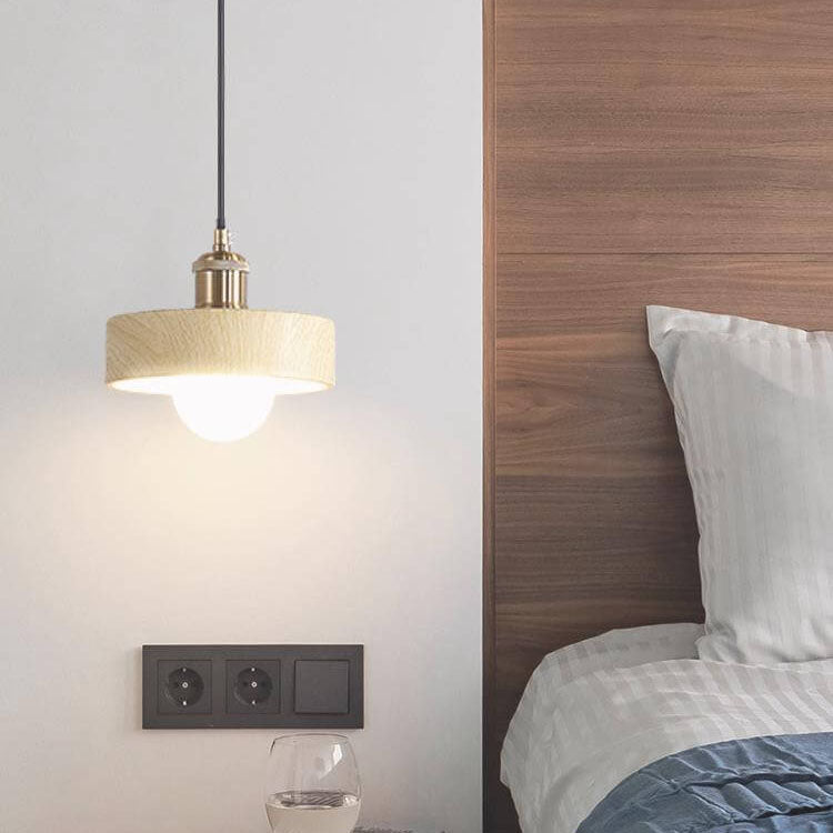 Moderne Minimalistische Wabi-Sabi Log Rundmund 1-Licht Pendelleuchte 