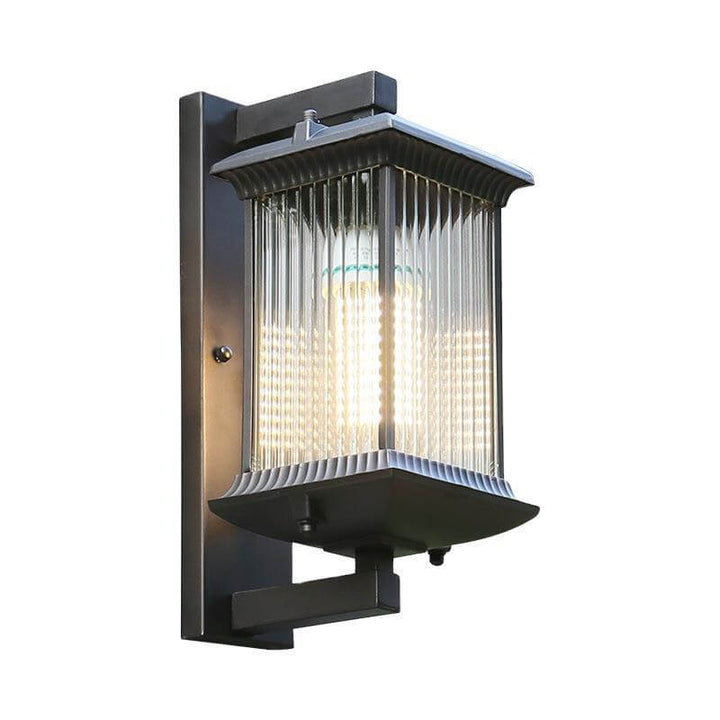 Aplique de pared exterior impermeable moderno y minimalista de aluminio y vidrio cuadrado de 1 luz para jardín 