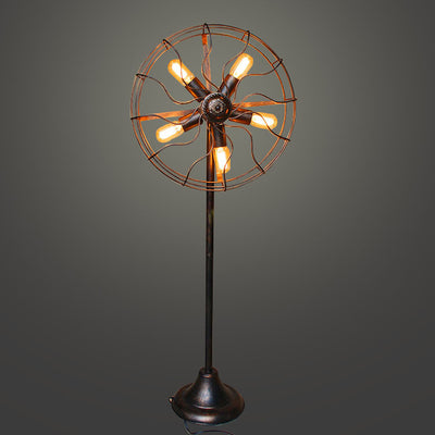 Industrial Iron Retro Nostalgic LED Standing Floor Fan Lamp