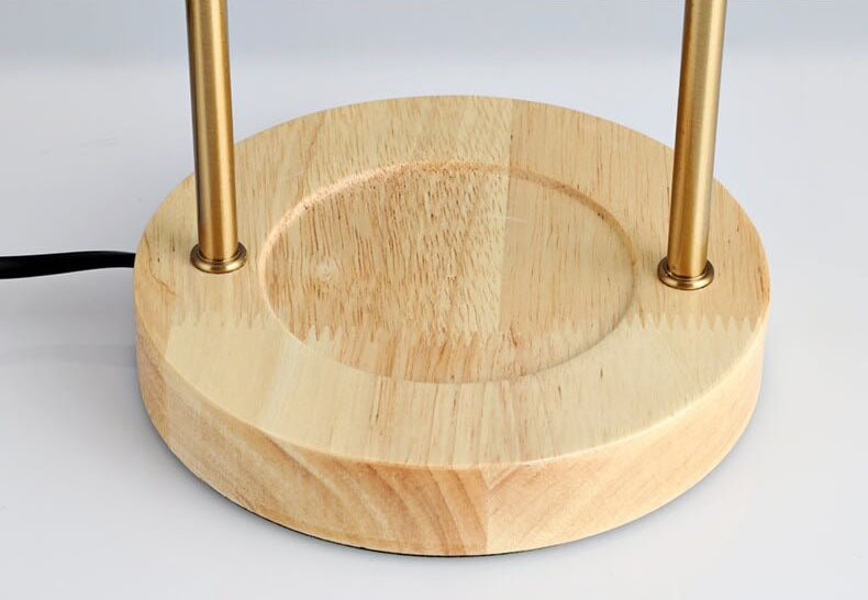 Lampe de table à cire fondue à 2 lumières avec abat-jour en verre de luxe moderne et base en bois 