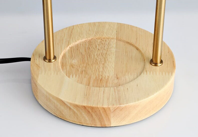 Modern Light Luxury Glass Shade Wood Base 2-Light Melting Wax Table Lamp