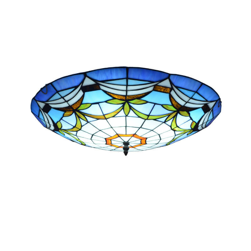 Vidrieras europeas Tiffany redondas con varios diseños de patrones 2/3 luces de montaje empotrado 