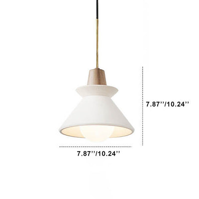 Nordic Minimalist White Cement 1-Light Tapered Pendant Light