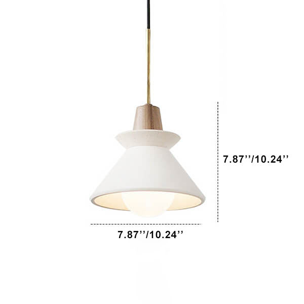Nordischer minimalistischer weißer Zement 1-Licht konischer Pendelleuchte 