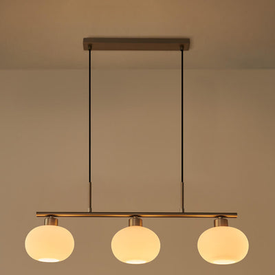 Nordic Long Light Luxury Glass Dome Shade 3-Light Chandelier