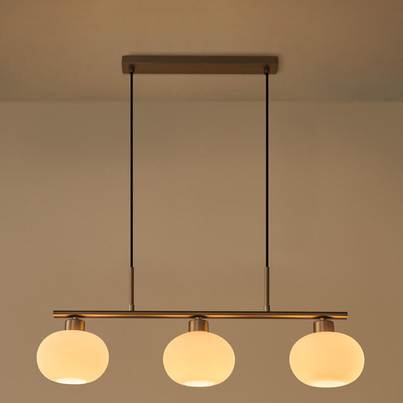 Nordic Long Light Luxury Glass Dome Shade 3-Light Chandelier