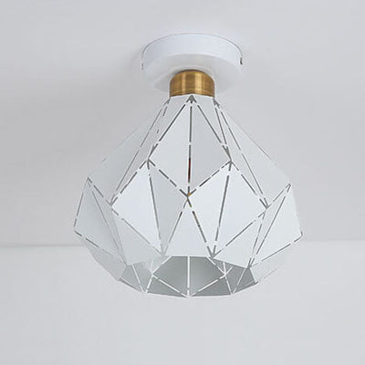 Modern Creative Diamond Dome 1-Light Macaron Semi-Flush Mount Ceiling Light