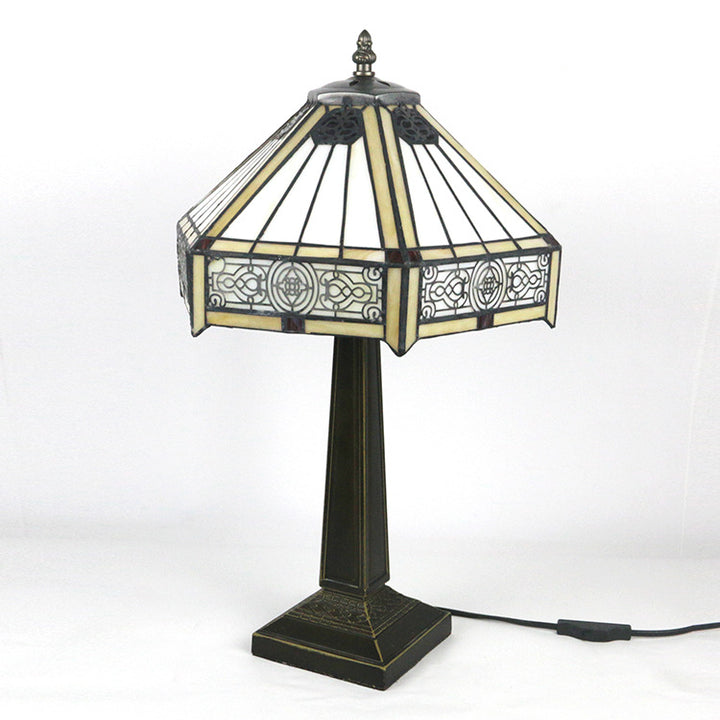 Lampe de Table Vintage Européenne Tiffany en Alliage et Verre à 1 Lumière 