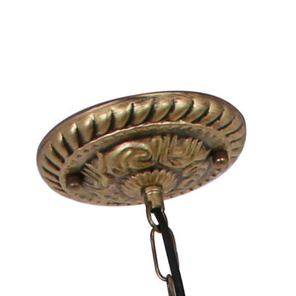 Europäischer Vintage Tiffany Buntglas Metall 1-Licht Pendelleuchte 