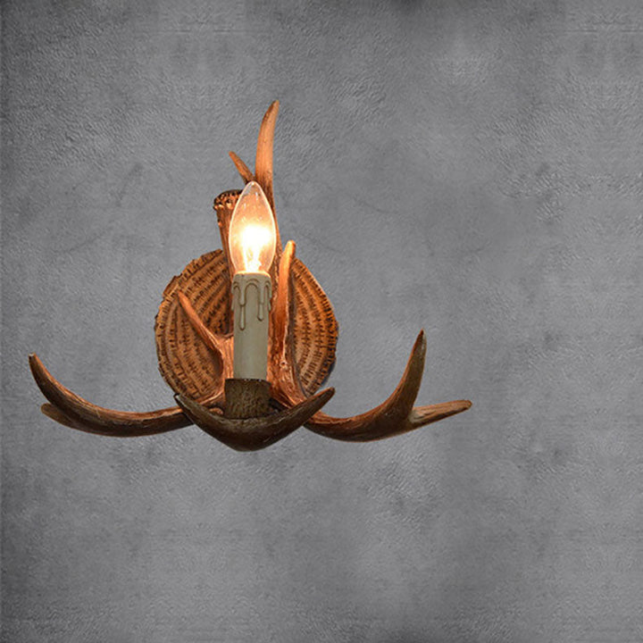Traditionelle europäische Geweih Harz 1-Licht Wandleuchte Lampe für Wohnzimmer 