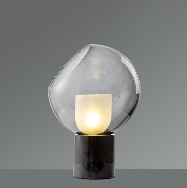 Lámpara de Mesa de 1 Luz con Base de Mármol Minimalista Nórdico y Bola de Vidrio 