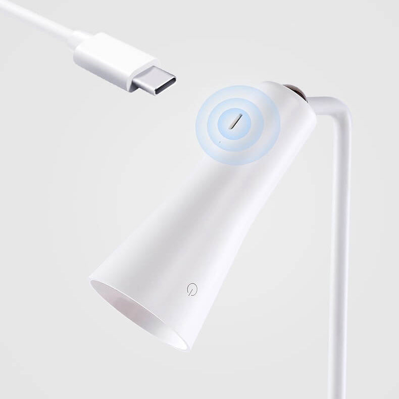 Modern Minimalist ABS Iron Cone White USB Charging Eye Protection LED Desk Lamp For Bedroom