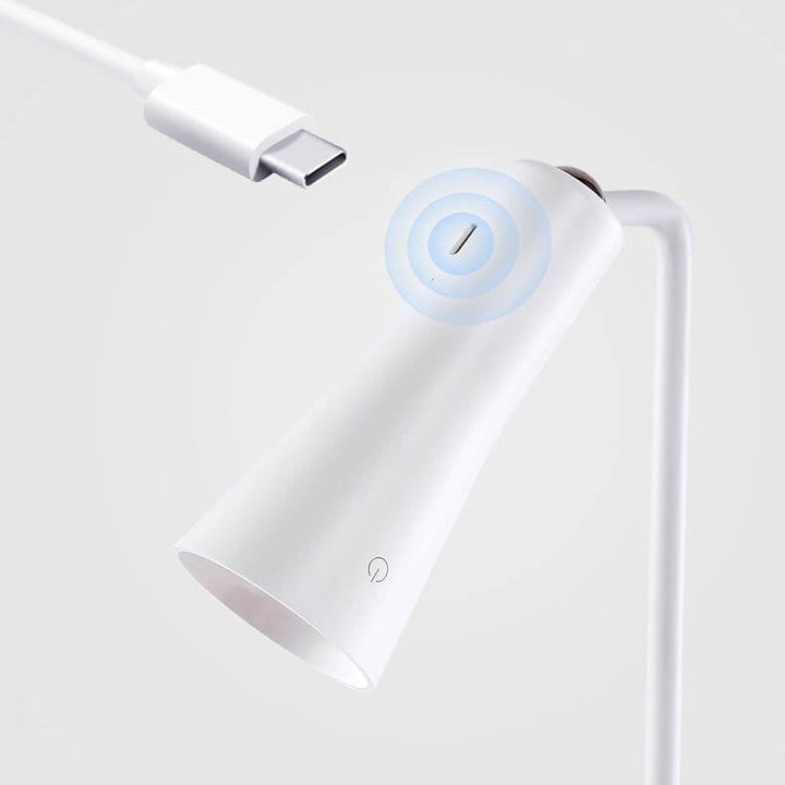 Modern Minimalist ABS Iron Cone White USB Charging Eye Protection LED Desk Lamp For Bedroom