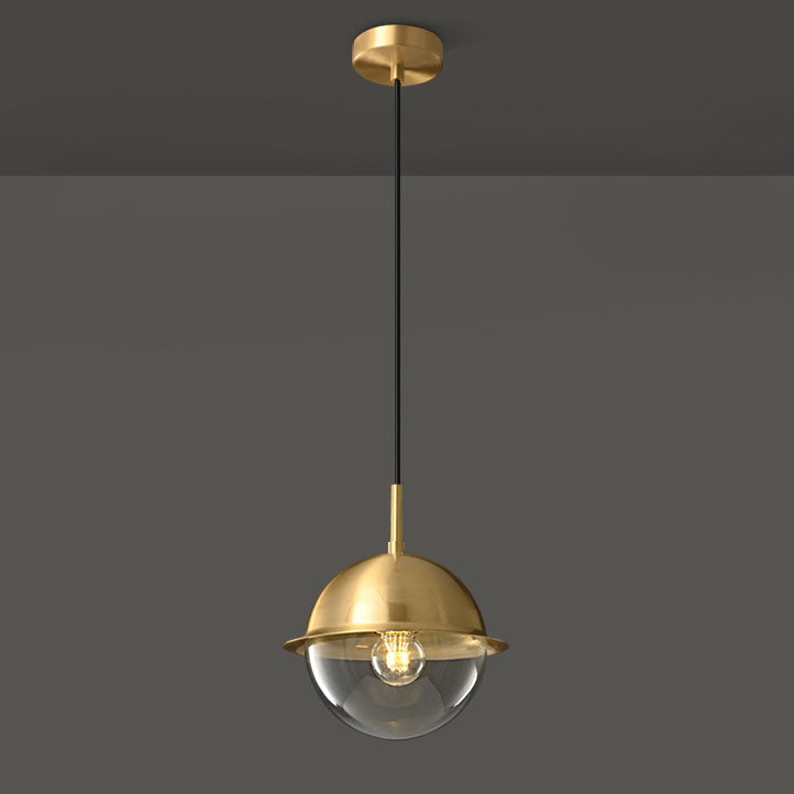 Nordic Light Luxury Round Ball All Brass Glass 1-Light Pendant Light