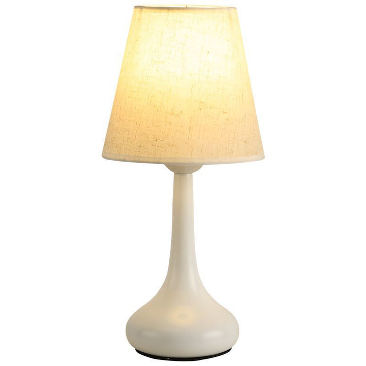 Modern Minimalist Pure Black White Iron Fabric 1-Light Table Lamp For Bedroom