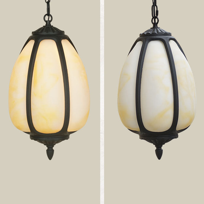 Lámpara colgante exterior de 1 luz con pantalla de calabaza de jade de imitación moderna 