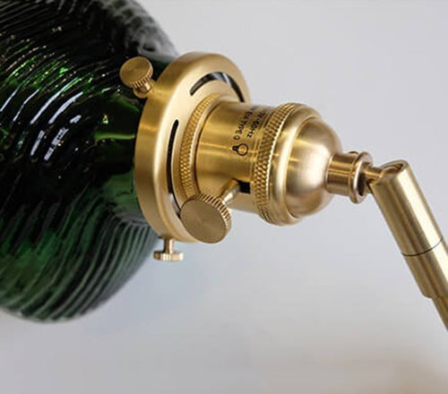 Vintage Emerald Glass Brass Straight Arm 1-Light Wall Sconce Lamp
