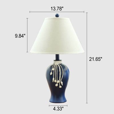 European Mediterranean Fabric Resin Base 1-Light Table Lamp