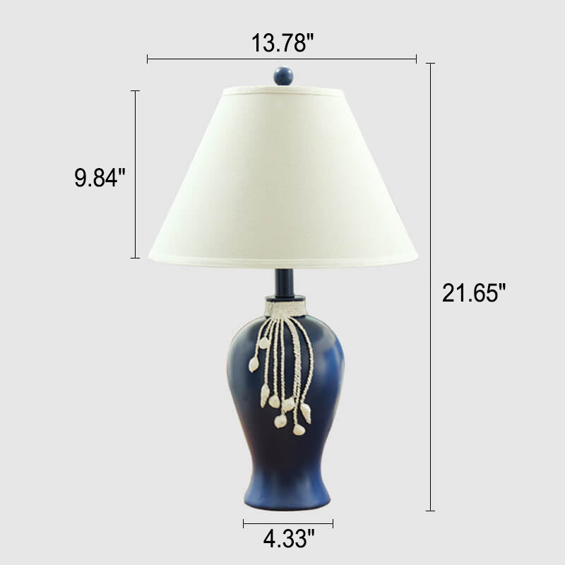 Lampe de Table à 1 Lumière avec Base en Résine et Tissu Méditerranéen Européen 