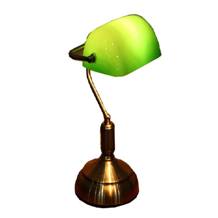 Lámpara de mesa de 1 luz con protección ocular de vidrio metálico retro moderno 