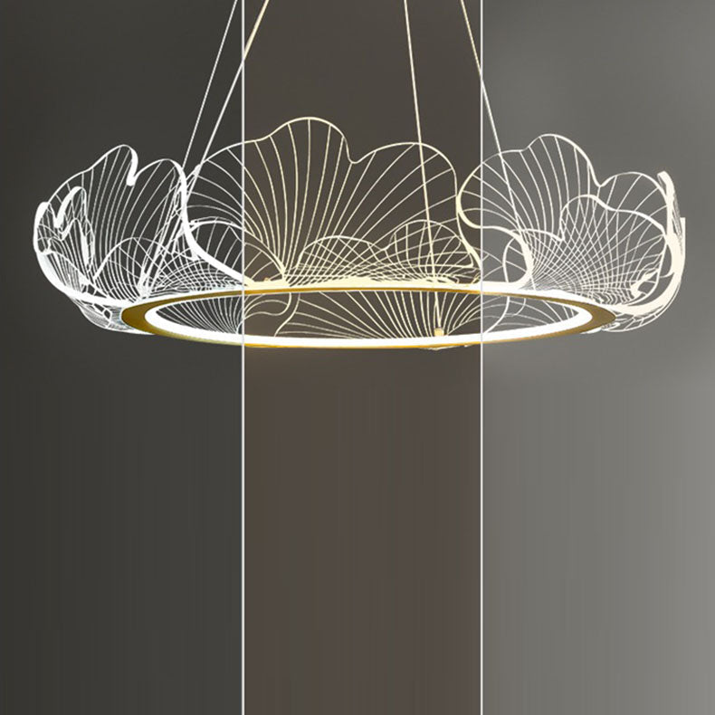Zeitgenössische kreative Ginkgo-Blatt-Eisen-Acryl-LED-Pendelleuchte für Wohnzimmer 