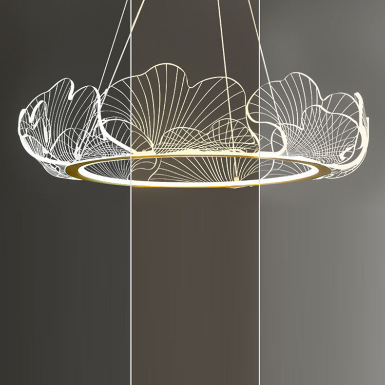 Contemporary Creative Ginkgo Leaf Iron Acrylic LED Pendant Light For Living Room