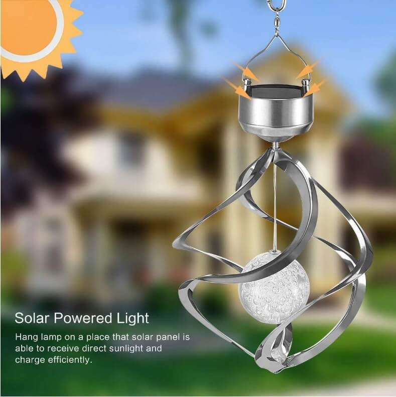 Modern Outdoor Solar Colorful Wind Turn Light LED Outdoor Pendant Light