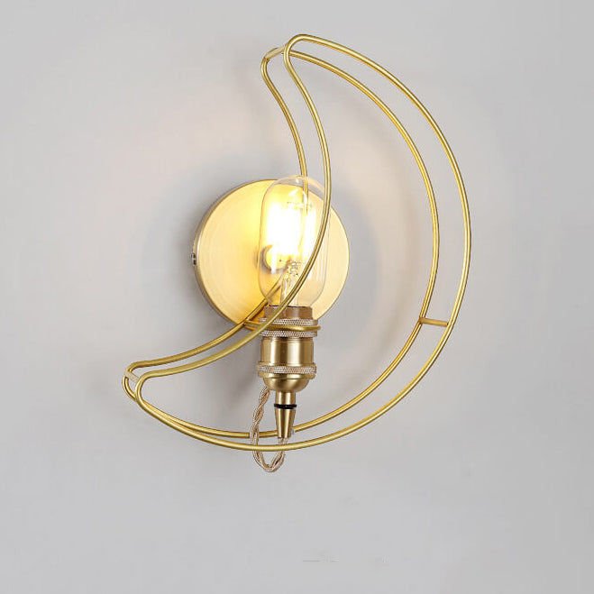 Nordic Creative Golden Moon Iron 1-Light Wall Sconce Lamp