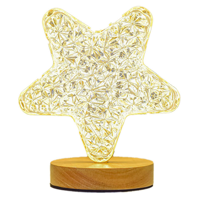 Contemporary Creative Moon &amp; Star PS Wood LED USB Table Lamp For Bedroom