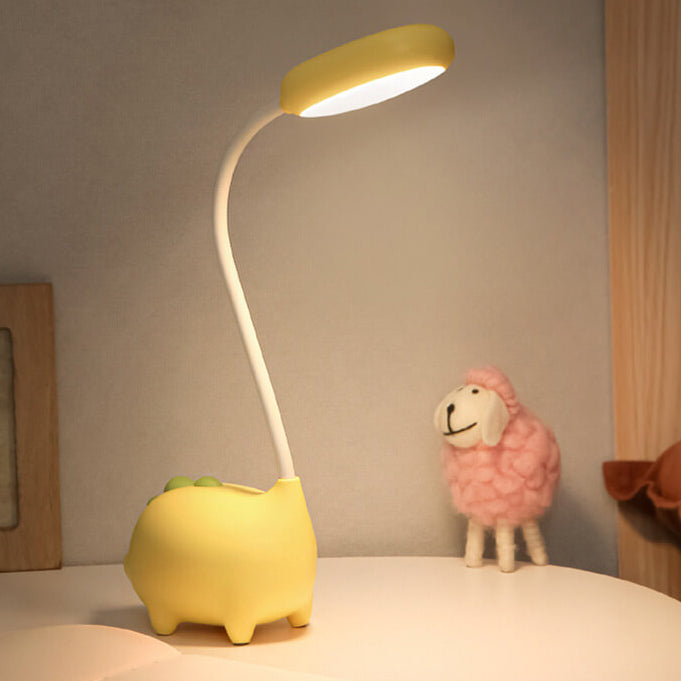 Lámpara de escritorio LED recargable con cuidado de ojos de dinosaurio de dibujos animados 