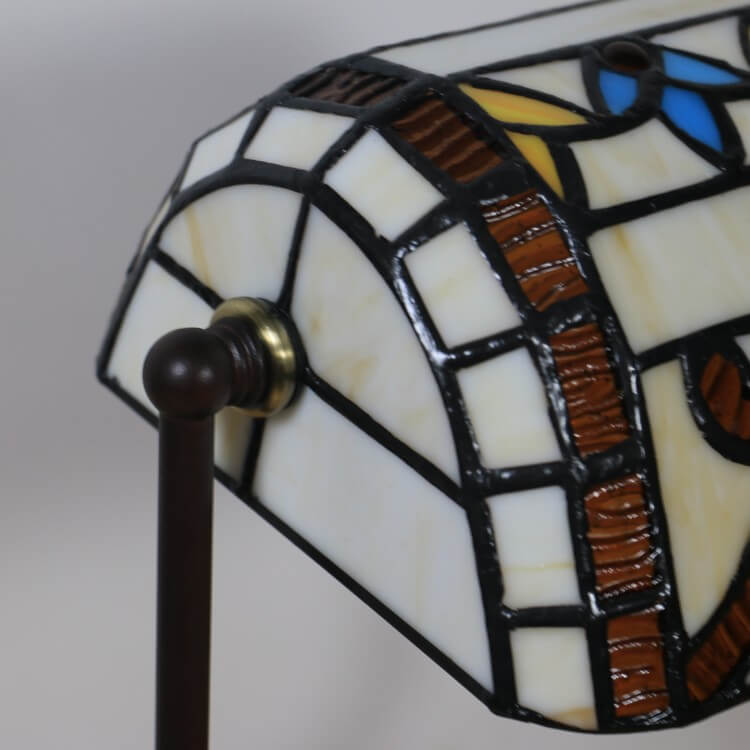 Tiffany Baroque Stained Glass 1-Light Bank Zipper Table Lamp