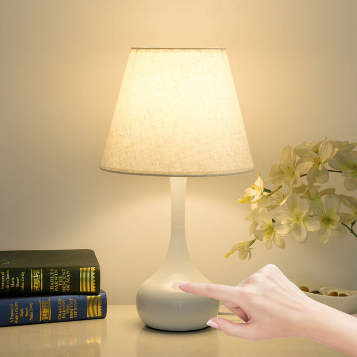 Modern Minimalist Pure Black White Iron Fabric 1-Light Table Lamp For Bedroom