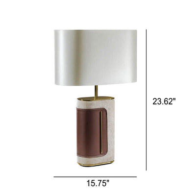 Lampe de table moderne de luxe en cuir et tissu à base de velours à 1 lumière 