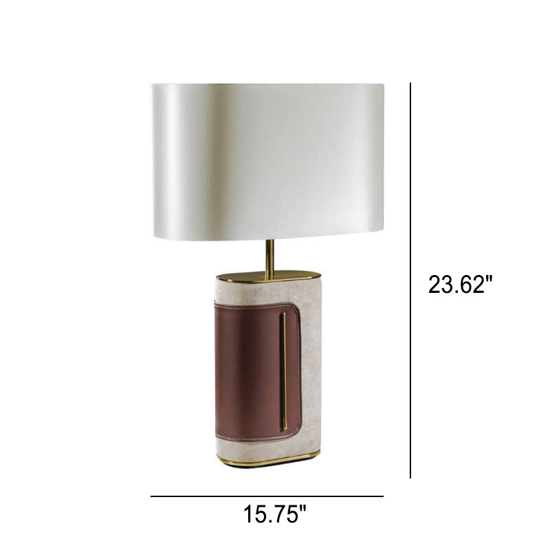 Lampe de table moderne de luxe en cuir et tissu à base de velours à 1 lumière 