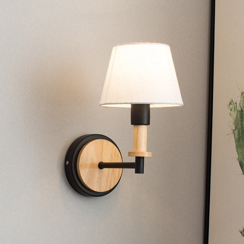 Modern Nordic Wooden Tubular 1-Light Wall Sconce Lamp