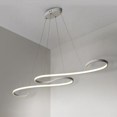 Moderner kreativer Curve Line LED-Kronleuchter aus Aluminium 