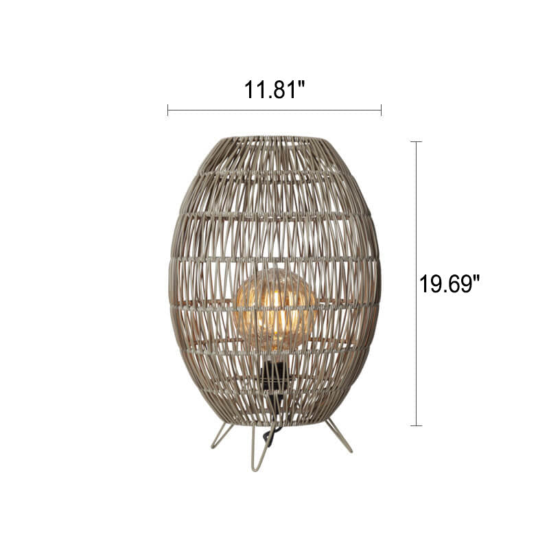 Modern Japanese Rattan Weaving Round Shaped Outdoor Waterproof Patio 1-Light Floor Lamp