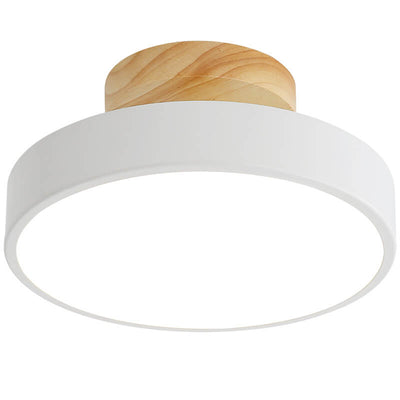 Nordic Wood Round Acryl LED Semi-Flush Mount Deckenleuchte