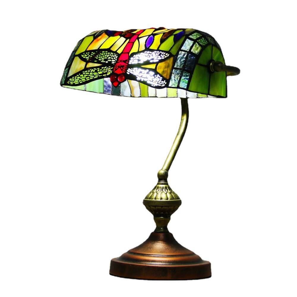 Europäische Tiffany Vintage Bankglas-Hardware 1-Licht Tischlampe 