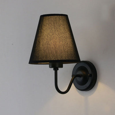 Modern Fabric Bell Shade Bend Arm 1-Light Wall Sconce Lamp