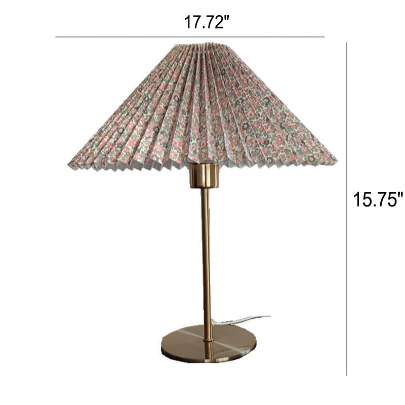 Retro Nostalgic Pleated Cloth Cover Umbrella Design 1-Light Table Lamp