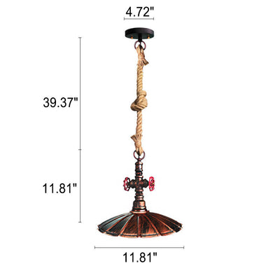 Industrial Retro Umbrella Wrought Iron Water Pipe 1-Light Pendant Light