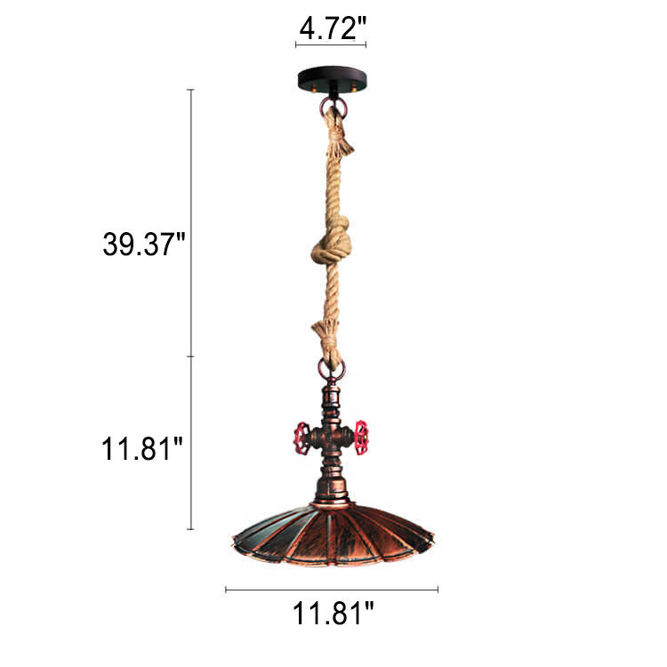 Industrielle Retro Regenschirm Schmiedeeisen Wasserpfeife 1-Licht Pendelleuchte 