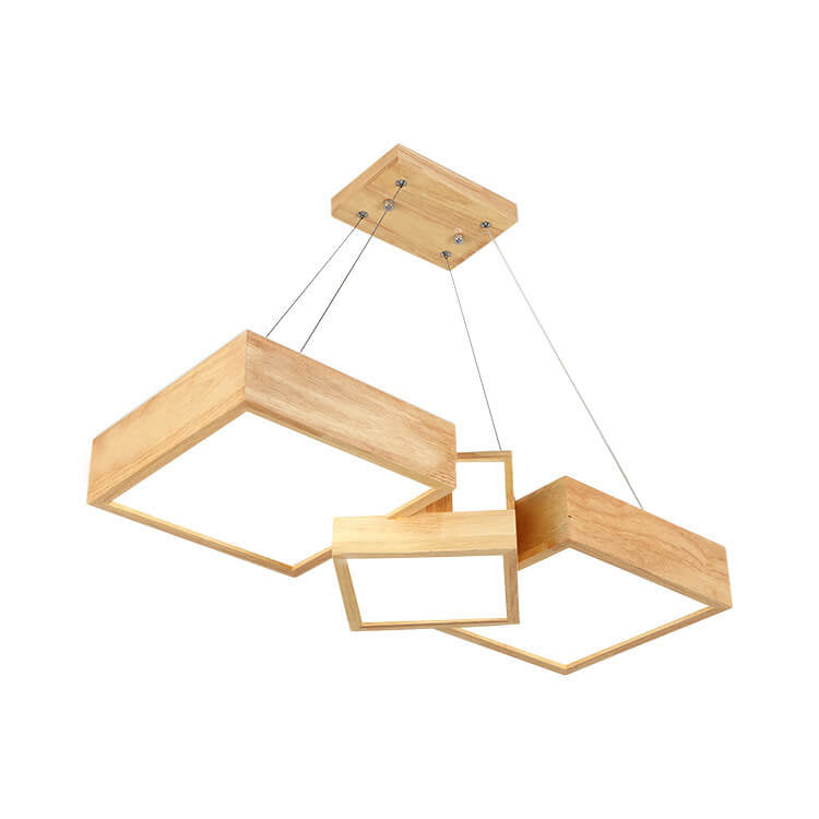 Modern Creative Solid Wood Several Squares LED Chandelier