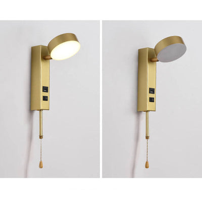 Nordic Minimalist Round Rectangular Base USB LED Wall Sconce Lamp