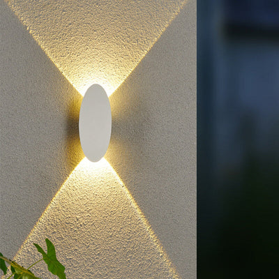 Lámpara de Aplique de Pared Impermeable LED para Exterior de Aluminio de Forma Oval Simple y Plana 