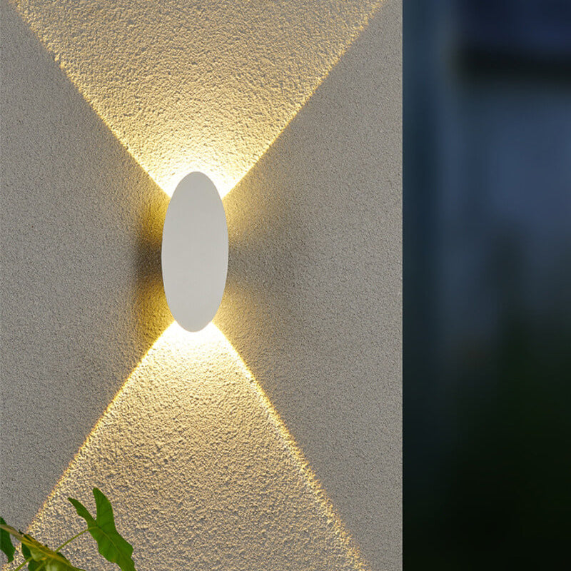 Lámpara de Aplique de Pared Impermeable LED para Exterior de Aluminio de Forma Oval Simple y Plana 